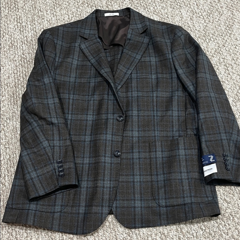 Nordstrom brand Men's Brown Plaid Blazer 50 regular nwt